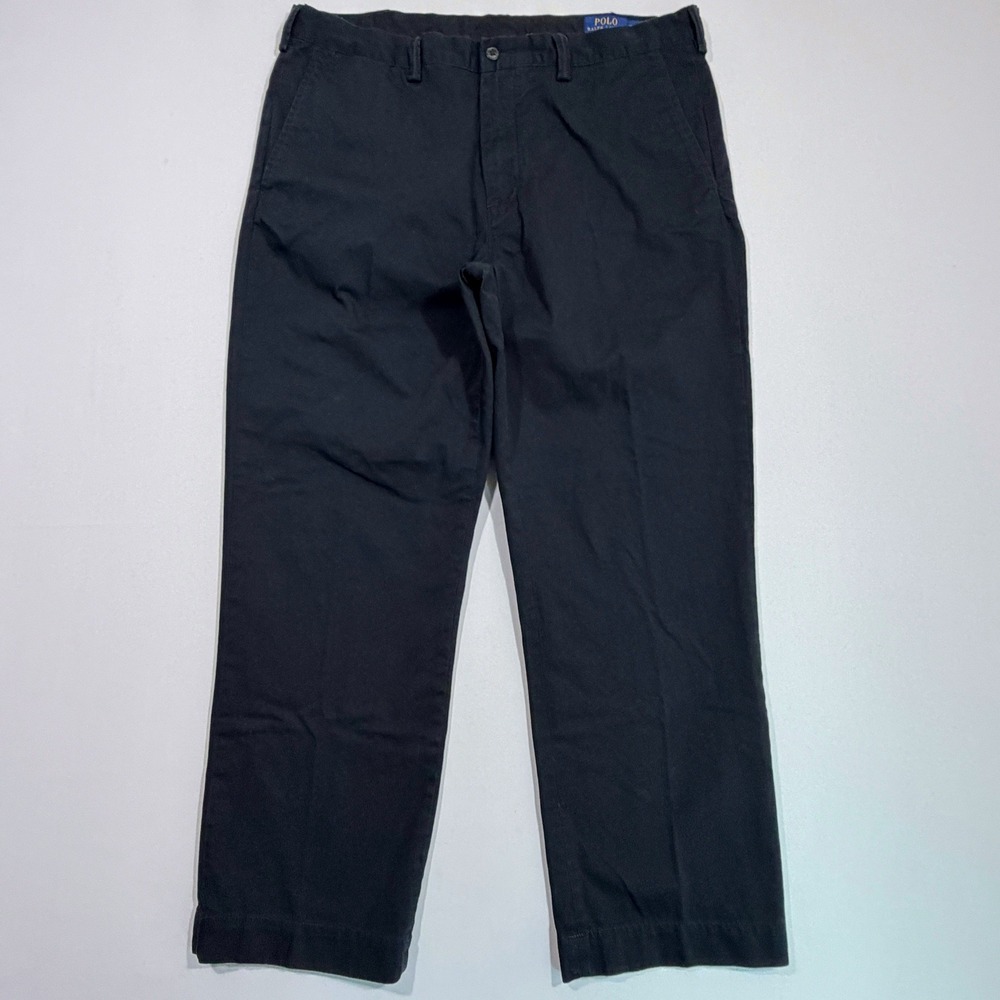 Polo Ralph Lauren Chino Pants Mens 38x30 Black Classic Cotton Twill Preppy